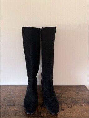 Alex Marie Black Over-the-Knee Boots Faux Suede With Block Heel Size 10 M Womens